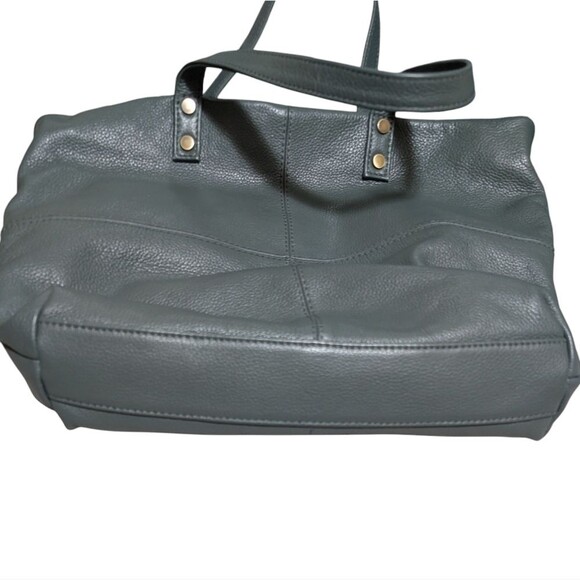 ASPEN Leather handbag sage green tote top handle pebbled quiet luxury minimalist - Picture 3 of 9